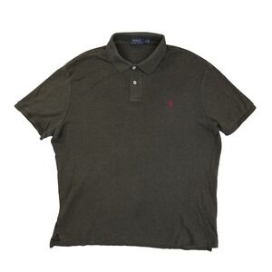 Polo Ralph Lauren Charcoal Grey Short Sleeve Polo Shirt Men's Large Preppy